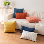 Aegero Pack of 2 Corduroy Decorative Throw Pillow Covers 12x20 Inch Soft Striped Pillow Covers Modern Farmhouse Home Decor for Sofa Living Room Couch Bed（Sky Blue）