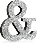 Qunclay 5.7" Silver Crystal Diamond Bling Letters Crushed Diamond Decoration Wooden Glitter Letter with Screw and Hooks Rhinestone Gift for Wedding Y2k Mcbling Bedroom Wall Decor (Symbol)