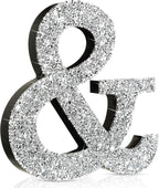 Qunclay 5.7" Silver Crystal Diamond Bling Letters Crushed Diamond Decoration Wooden Glitter Letter with Screw and Hooks Rhinestone Gift for Wedding Y2k Mcbling Bedroom Wall Decor (Symbol)