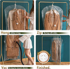TAILI Hanging Vacuum Sealer Storage Space Saver Bags for Clothing,Travel, Suits and Jackets, Closet Organizers, 6 Pack Jumbo Clear