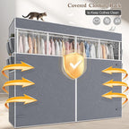 Raybee Clothes Rack with Cover,1100 LBS,Clothing Racks for Hanging Clothes Heavy Duty,Portable Closet with Shelves,Adjustable,White,75.8" W x 17.7" D x 76.9" H