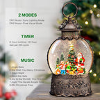 Christmas Snow Globes Lantern with Music, Santa Claus Scene Snow Globes with Swirling Glitter Effects, USB/Battery Powered with 6-Hour Timer, Christmas Decorations