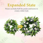 22 Inch Blueberry Spring Summer Wreath for Front Door, Artificial Wreath with Blue Berries and White Blossoms, Modern Farmhouse Wall Wedding Home Outdoor Decor, Year Round All Season Greenery Wreath