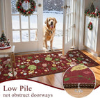 U'Artlines Red Christmas Runner Rug for Hallways,2'6" x 8'Colorful Floral Carpet Soft Non Slip Washable Floor Carpet Runners for Entryway Laundry Room Bathroom (Red)