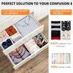 Criusia Drawer Organizer Clothes 6 Pack White- Dresser Organizer Bins for Closet Bedroom - Baby Clothes Organizers and Storage for Nursery Organization -Sock Underwear Drawer Organizer Divider
