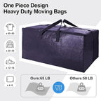 12 Pack Heavy Duty Extra Large Moving Bags W/Backpack Straps - Strong Handles & Zippers, Storage Totes For Space Saving, Fold Flat, Alternative to Moving Box and Storage Bin, Blue