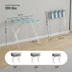 Sumerflos Acrylic Luggage Rack for Guest Room - Foldable Suitcase Stand with Leather Straps for Bedroom Living Room Hotel Heavy-Duty, Holds up to 50-100 lb lightweight Space Saving (Blue & Handle - 1 Pcs)