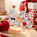 HDCRYSTALGIFTS Set 2 Crystal Elephant Figurines Gift for Women 3.5'' Miniature Glass Animals Collectible Valentine's Day Wedding Anniversary Tabletop Decoration