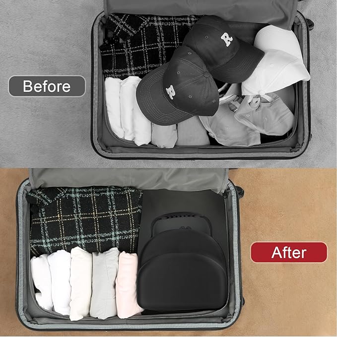 Hard baseball hat case, Hat Carrier Travel Case with Adjustable Shoulder Strap, Hat cap case for 3 Baseball Caps - Perfect for Traveling & At-Home Storage (Black)