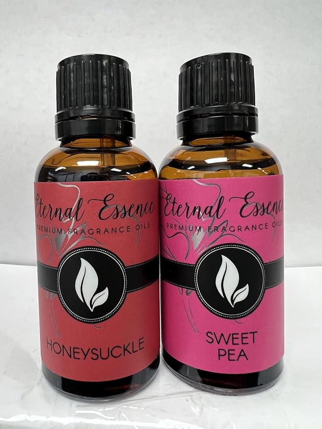 Eternal Essence Oils 2 Pack 30ml Premium Fragrance Oil - Honeysuckle & Sweet Pea - for Candle, Soap Making, Aromatherapy, Diffusers, Home Care, & Humidifiers