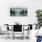 Green Forest Wall Art Vintage Fog Pine Trees Landscape Wall Decor Nature Green and Gold Forest Lake Scenery Canvas Prints Pictures Farmhouse Artwork for Kitchen Living Room Home Decorations 20x40"