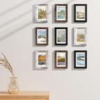 Vittanly 4x6 Picture Frames Set of 9, Display 3.5x5 Pictures with Mat or 4x6 without Mat, Photo Frames for Wall or Tabletop with Plexiglass, Engineered Wood, Black&Brown&Distressed White