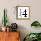 6 Inch Party of 4 Sign, Wooden Frame Family of 4 Decor, Rustic Gift for Family Indoor Table Tiered Tray Shelf Desk Farmhouse Home Decorations