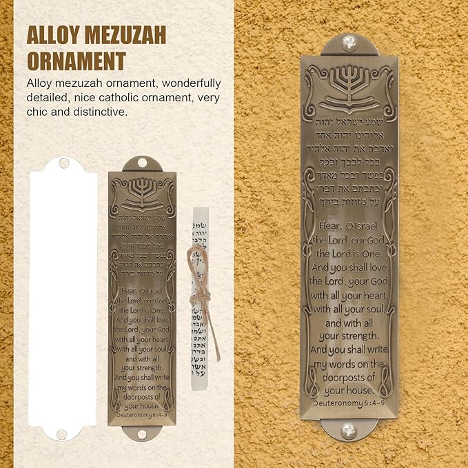 Garneck 6 Sets Mezuzah for Door: Vintage Religious Mezuzah with Holy Scroll and Case Metal Shema Scroll Holder for Jewish Home Entrance Door Frame Mitzvah Gift for Housewarming