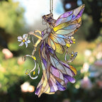 Flower Fairy Acrylic Suncatcher, Flower Suncatchers for Window Hangings, Stained Glass Effect Garden Decor, Gift for Mother's Day, Mom, Grandma, Wife, Women