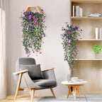 Artificial Fake Hanging Flowers Plants for Outdoor Spring Decoration,2 PCS Faux Silk Daisy with Eucalyptus Leaves,UV Resistant Look Real for Outside Home Indoor Planter Porch Patio Balcony Yard Decor