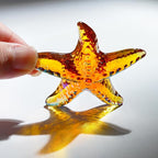 H&D HYALINE & DORA Amber Blown Glass Starfish Figurine Miniature Ocean Animals Collectible Figurine Tiny Glass Starfish for Tables, Desks Home Decor