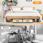 Under Bed Storage with Wheels 2Pack Underbed Storage with Clear Window&Label Under Bed Drawers Large Capacity Rolling Under Bed Storage for Clothes,Shoes, Blankets (Beige)