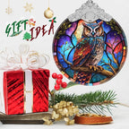 Stained Glass Suncatcher Ornament - Owl Christmas Decorations - Christmas Ornaments for Tree - Holiday Present Ideas - Gift Exchange