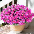 HyeFlora Artificial Faux Outdoor Flowers Plants for Spring Summer Decoration, Fake Silk Fuchsia Camellia UV Resistant Look Real for Planter Outside Front Door Porch Patio Balcony, 3 Large Bundles
