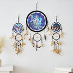 Remorelt 3PCS/Set Large Size Dream Catcher Wolf & Eagle Pattern Hanging Decor, Native American Style Ornament for Home, Dorm, Car,Wolf Decor Wolf Gifts for Wolf Lover(DC04 13Inch Set 3 Mix)
