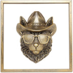 Newinhome Animal Heads Wall Decor (Includes Metal Frame) Resin Animals Sculptures Head Wall Hanging Decoration Gold vintage Wall Sculpture for Living Room Bedroom Office(Bobcat)