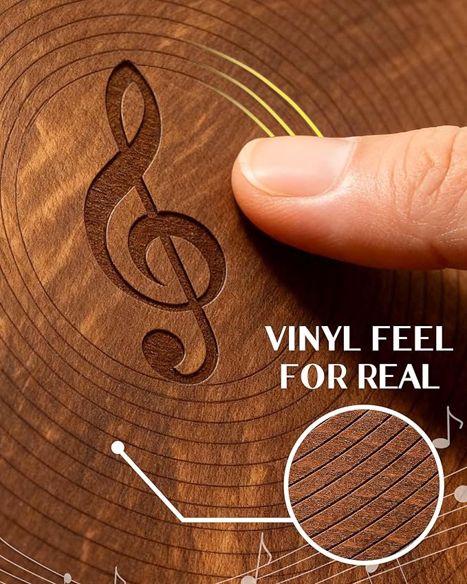 BS-VOG Now Playing Vinyl Record Stand, Tabletop Wooden Record Holder, Now Spinning Vinyl Stand Storage for Albums Magazine, Vintage Album Display Organizer Rack for LP Enthusiast