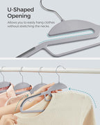 SONGMICS 30 Pack Coat Hangers, Heavy-Duty Plastic Suit Hangers, S-Shaped Opening, Space-Saving, 360º Swivel Hook, 16.3 Inches Wide, Light Gray and Dark Gray UCRP041G05