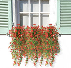 Artificial Hanging Flowers for Outdoors, 2 Pcs Fake Hanging Plant Spring Summer Decor, UV Resistant No Fade Realistic Faux Flower for Front Door Porch Planter Patio Garden Yard (Red)