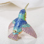 Hand Painted Trinket Box for Home Decor Accents, Enamel Hinged Jewelry Box for Bookshelf Office Table Desk Decoration, Classical Figurine Collectible Keepsake Animal Sculptures (Hummingbird)