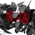 Artificial Flower Swag, Rose Eucalyptus Floral Swag Black Decorative Swag, Decorative Swag with Black Eucalyptus Leaves for Halloween Home Front Door Lintel Wedding Arch Party Tabletop Wall Decor(A2)