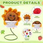 VioraWhite 18 Pcs Positive Crochet Animal Fruit Sunflower Emotional Dolls Bulk Encouragement Emotional Knitted Gifts with Positive Words for Friends Coworker Decorations for Home Office