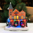 MOMENTS IN TIME Lighted Fire Station Christmas Village 12” Animated Building with LED Lights, 8 Classic Songs & Moving Fire Trucks Power Adapter Included Gift Ready Décor Holiday Display Piece