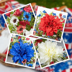 VioletEverGarden 22 Inch 4th of July Wreaths for Front Door Artificial Patriotic Wreath Red White and Blue Wreath with Dahlia for Independence Day Memorial Day Flag Day Decor
