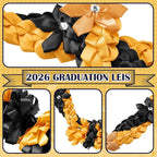 Canlierr Graduation Leis Class of 2026 Grad Ribbon Leis Double Braided Necklace Hawaiian Flower Garland with Heart Kukui Nut for Man Woman Graduation Party Supplies