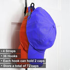 Perfect Curve Hat Organizer CapRack 2-Pack | Over-The-Door Hat Rack and Organizer | Baseball Cap Rack | Hat Rack for Door | 4 Straps | Holds 36 to 72 Adjustable Caps |Black