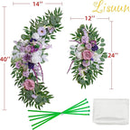 Lisuun Wedding Arch Flowers, Artificial Flowers for Decoration, 2pcs Flower Swag and 1 pcs Semi-Sheer Chiffon Table Runner Swag for Beautiful Dream Wedding Ceremony Floral Decor - Pack of 3