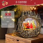 Christmas Snow Globe Lantern Water Glittering Lantern with Santa Claus 8 Music Songs & 6H Timer Christmas Snow Globes USB & Battery Operated for Christmas Festival Decorations Gifts (Bridge-Santa)