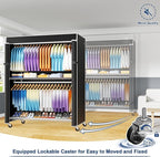 P8C Max Heavy Duty Clothes Rack（With Extended Width Design） Rolling Clothing Racks for Hanging Clothes with Lockable Wheels，51.2"W x 15.8"D x 80.5"H，Load 700LBS，White Rack with Black Cover