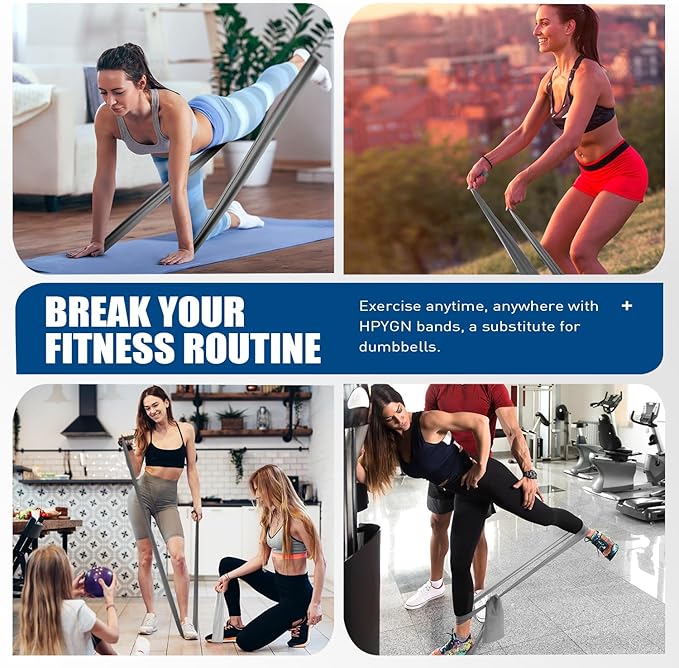 HPYGN 3 Levels Non-Latex Exercise Bands for Physical Therapy & Yoga, Professional Resistance Bands Set for Working Out, Strength Training, Pilates & Rehab, TPE Elastic Stretch Bands for Seniors, Women