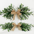 2 Pack 24" Artificial Olive Swag, Full Greenery Swag with Easy-Hang Burlap Bow, Flexible Realistic Olive Branch Wreath for Front Door, Wedding Arch, Wall, Farmhouse Home Decor