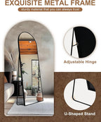 Delma Full Length Mirror, Large Floor Mirror for Wall, Bedroom, Bathroom, Living Room with Aluminium Frame (Stand, Arch 69x24, Black)