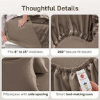 California Design Den Twin Bed Sheets 100% Cotton, 600 Thread Count Sateen, Soft, Cooling Brown Twin Sheet Set, Hotel-Quality Bedding with Deep Pockets (Mushroom - Taupe Brown)