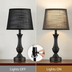 Luvkczc Table Lamp Set of 2, 19" Mordern Bedside Lamps for Living Room & Bedroom, Linen Shade Desk Lamps for Nightstand, Office, Study(Bulb not Included)