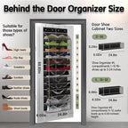 Over The Door Shoe Organizer with 12 Large Breathable Pockets - Durable Hanging Storage for the Entire Family's Shoes (Black)