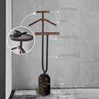 Suit Valet Stand with Tray Freestanding Suits Clothes Rack for Bedroom Entryway Living Room
