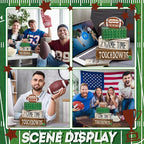 Yuntau 4 Pcs Fall Football Table Decorations Football Tiered Tray Decor Autumn Wooden Blocks Sign Game Time Touchdowns Centerpiece Decorative Faux Book Stack for Coffee Table Fireplace Mantel Shelf