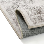 6x9 Area Rug Gray Washable Living Room Vintage Carpet Bedroom Large Non Slip Soft Low Pile Soft Thin Dining Room Office Accent Throw Rug