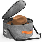 SLEEPING LAMB Cowboy Hat Box for Travel and Storage, Collapsible Cap Organizer Case with Handles & Shoulder Strap for Men Carry Cap Bag, Soft and Large Hat Box for Women Storage for Closet, Grey