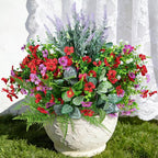 Fake Artificial Flowers for Outdoors Faux Plants Outside Indoor,Realistic UV Resistant Silk Flower for Home Patio Garden Back Yard Front Poch Decor Spring Summer(12 Bunches)